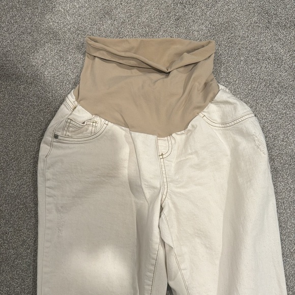 Maternity jeans, beige/tan in color. Over belly support. - Picture 2 of 4